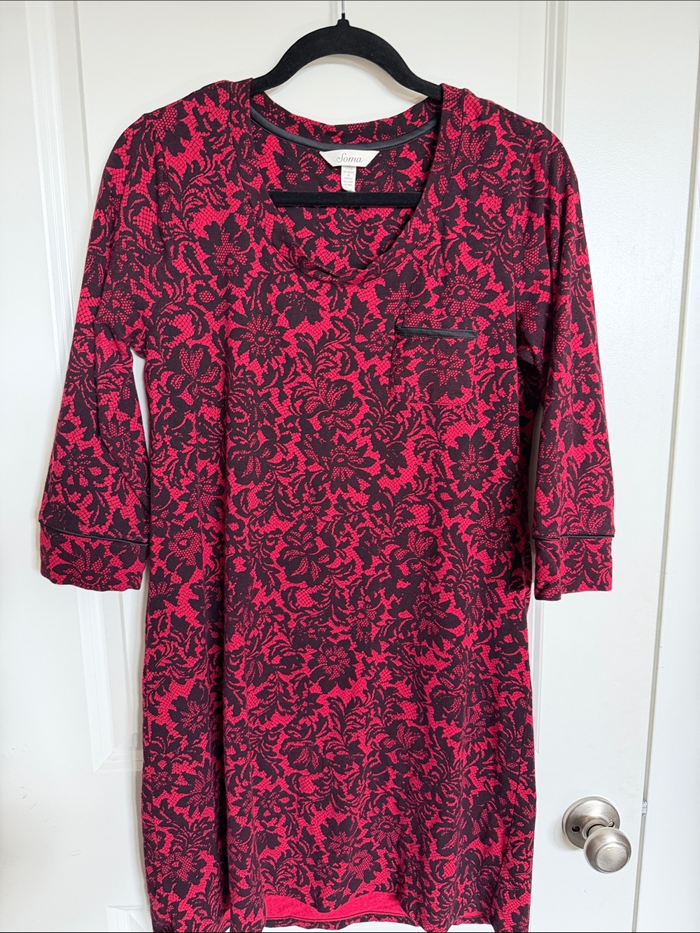Soma Black & Red Floral Knit Midi Dress size Small